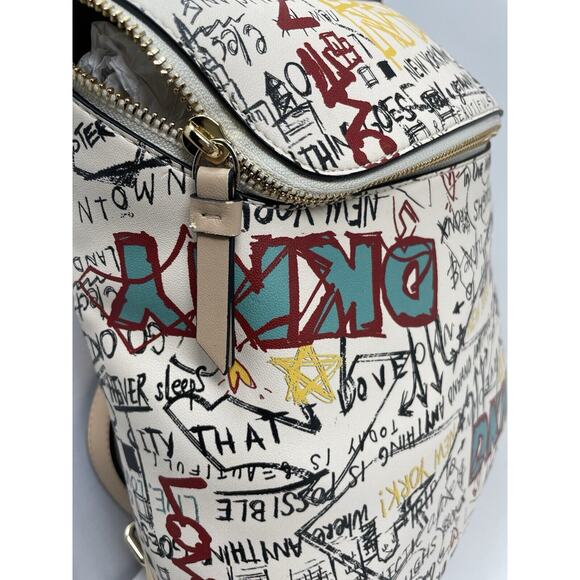 DKNY TILLY Graffiti Fold Over Multicolor Urban NYC Backpack Tote Purse FLAWED - Picture 9 of 9